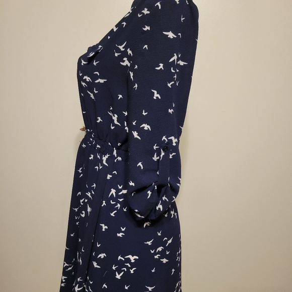 Indigo Rose Blue Dress Small Clinch  Waist Vacation Summer - Picture 3 of 5